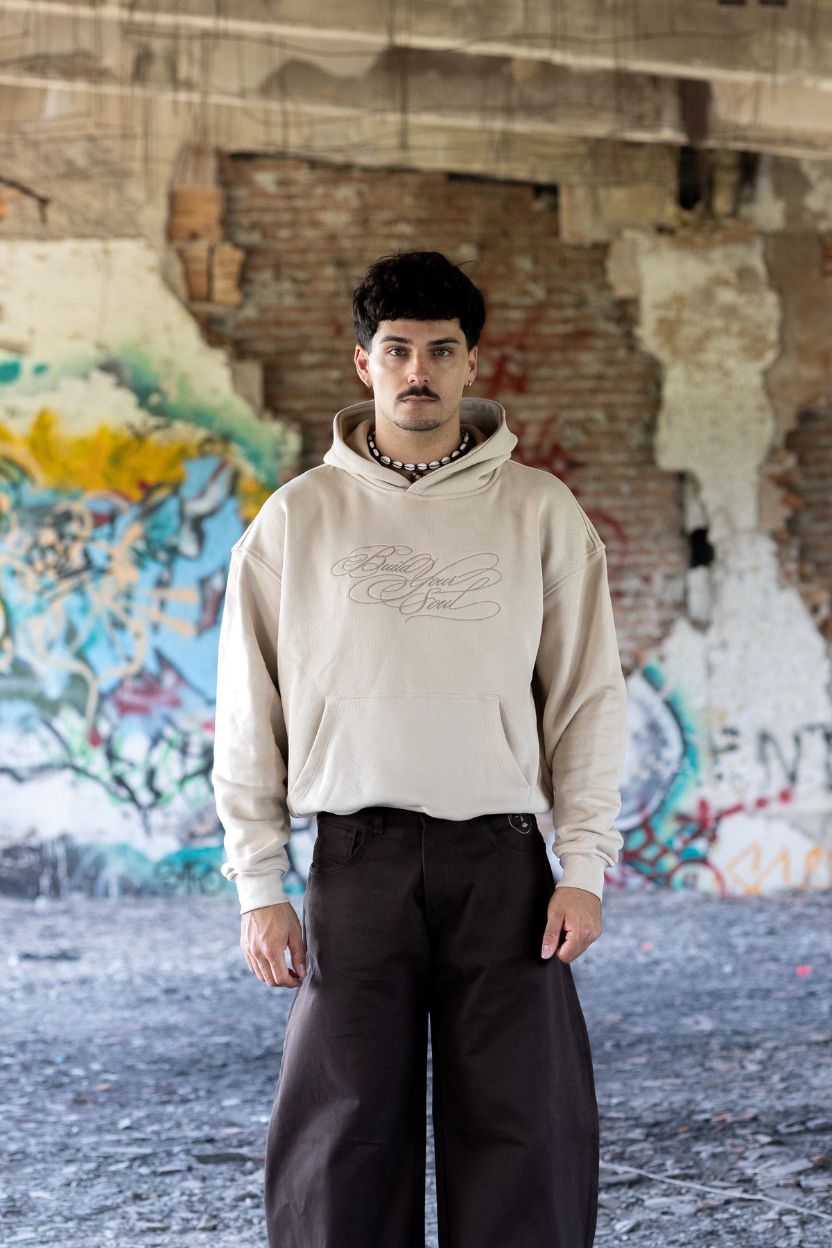 HOODIE — Cropped Hoodie Cream