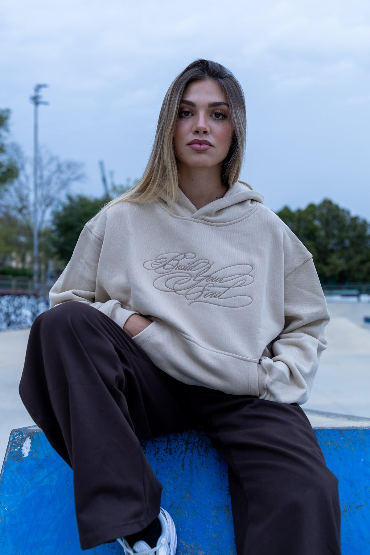 HOODIE — Cropped Hoodie Cream